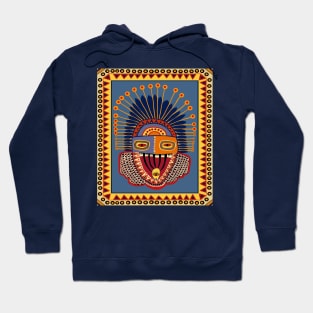 VooDou Tribal Spirit Mask - Yellow Blue Orange Hoodie